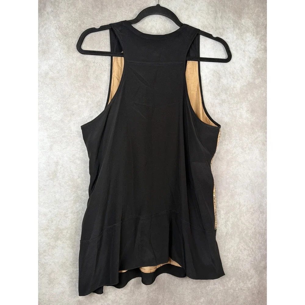 Eileen Fisher Tank Top Women Medium Black Gold Silk Sequined Racerback Shell - Picture 5 of 6